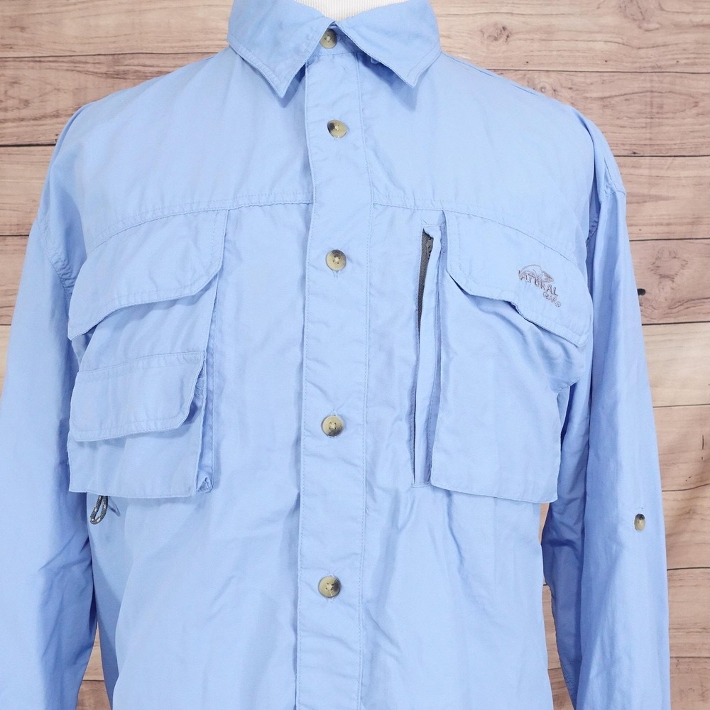 Natural Gear Shirt Mens 2XL Blue Long Sleeve Button-Up Fishing Outdoor Vented
